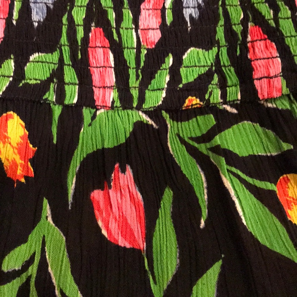 Green Floral Sabrina Gauze Mini Smocked Dress NWT - Picture 6 of 8
